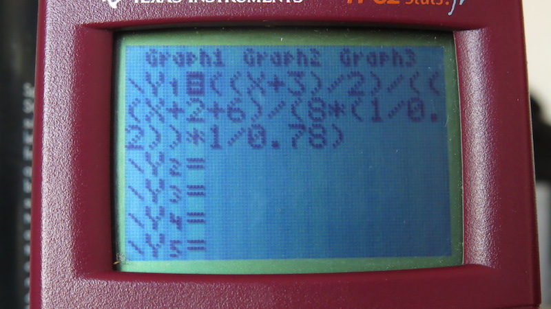 représentation de la formule sur une simple calculatrice